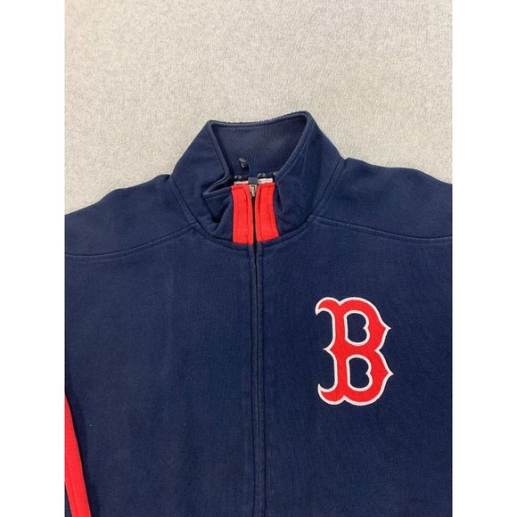 Boston Red Sox Cotton Blend Full Zip‎ Dugout Baseball Jacket (Men's Medium) Blue - Picture 2 of 13